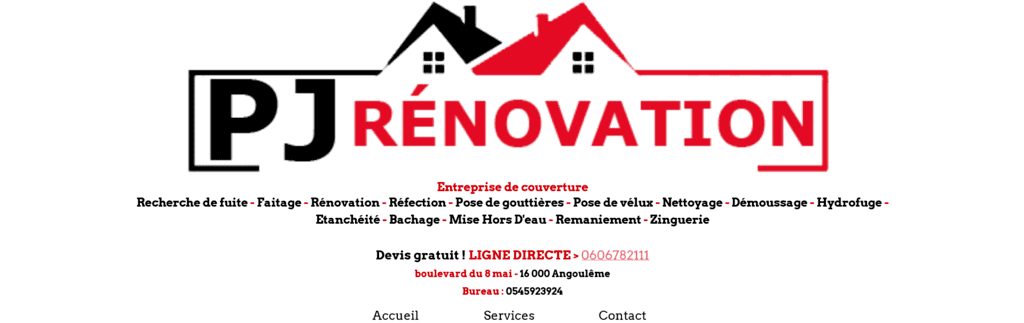 Entreprise PJ Rénovation-toiture - Couvreur à Angoulême